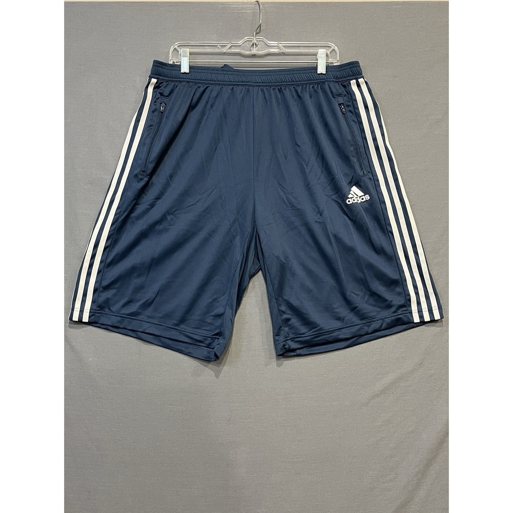 Adidas Performance Shorts Mens Size XLT Blue Aero Ready Basketball Zip Pockets